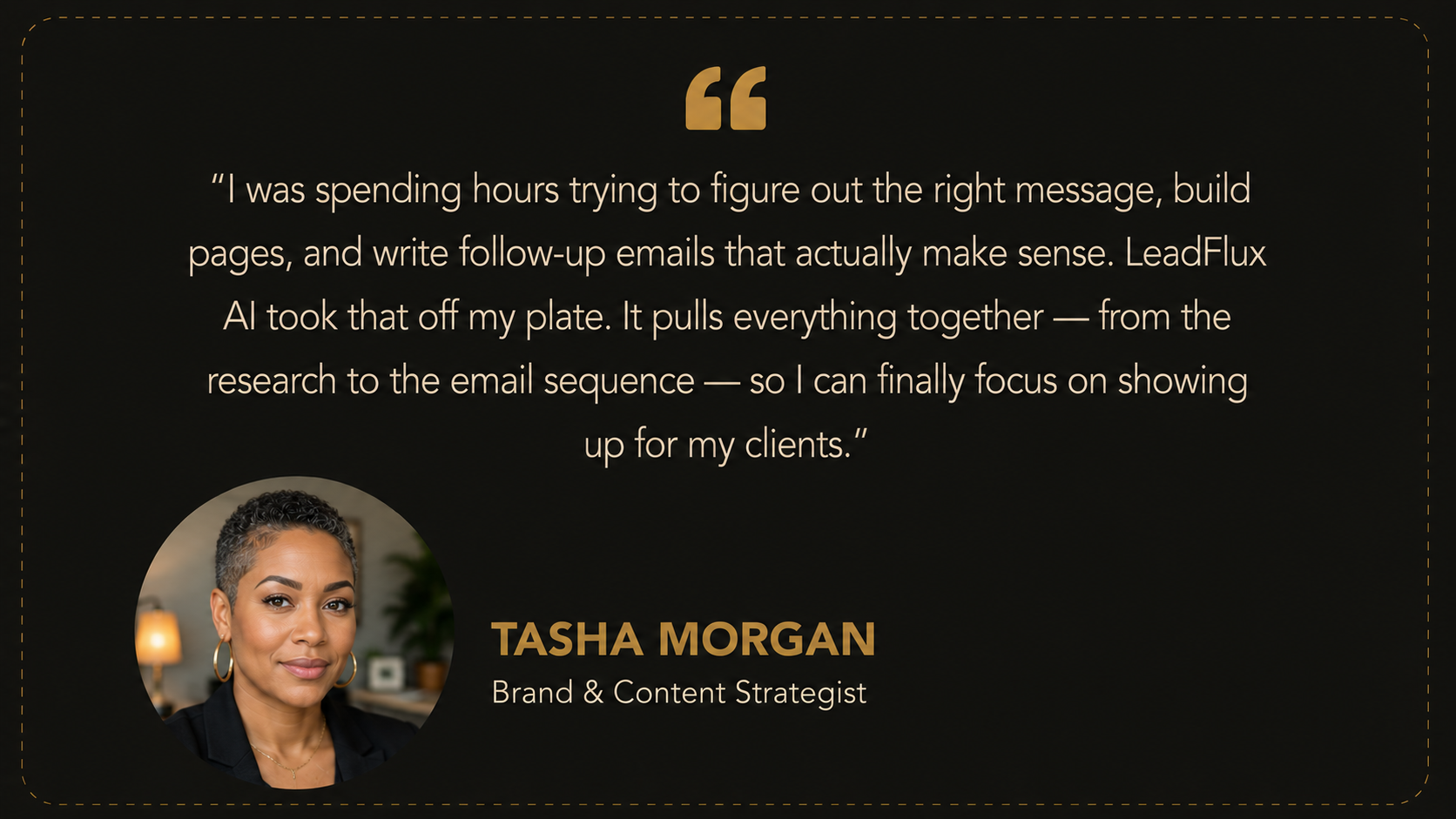 Testimonial from Tasha Morgan, early-access tester